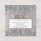 Girly Blush Zilver Glittery Oogdruppels Art Make-u Vierkante Visitekaartje (Achterkant)