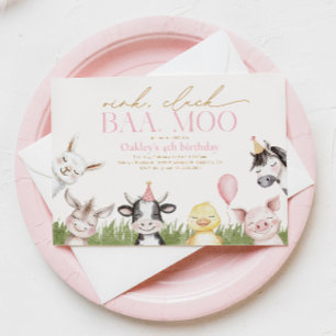 Girly Boerderij Verjaardagsfeestje Uitnodiging