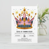 Girly Bohemian Prinses Kroon Verjaardag Kaart (Staand voorkant)