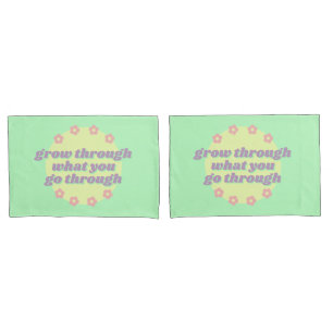 Girly Boho Pastel Groen Quote Retro Bloemen Kussensloop
