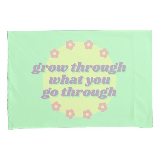 Girly Boho Pastel Groen Quote Retro Bloemen Kussensloop (Voorkant-Rechts)