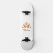 Girly Boho Rainbow Pastel Muted Pink Personalized Skateboard (Voorkant)