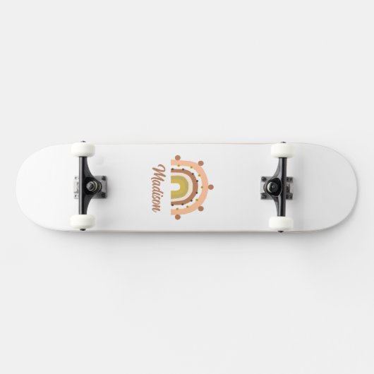 Girly Boho Rainbow Pastel Muted Pink Personalized Skateboard (Horizontaal)