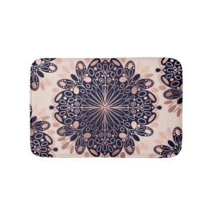 Girly Boho Roos Goud Blush Roze Navy Mandala's Badmat