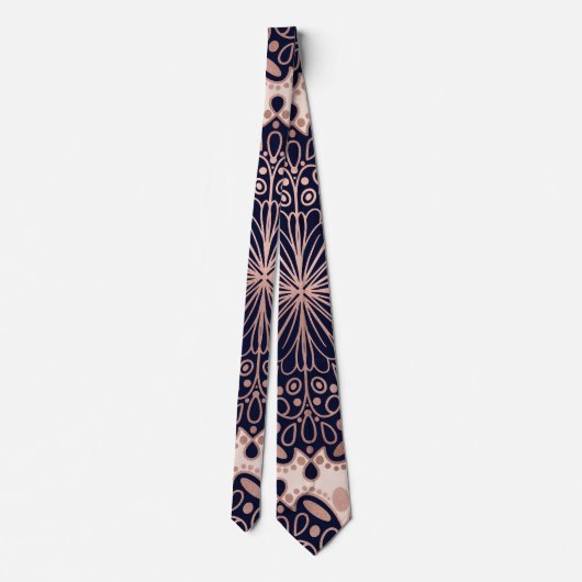 Girly Boho Roos Goud Blush Roze Navy Mandala's Stropdas (Achterkant)