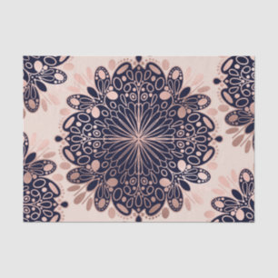 Girly Boho Roos Goud Blush Roze Navy Mandala's Tissuepapier
