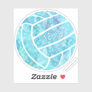girly boho veren doodle turquoise volleybal sticker