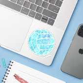 girly boho veren doodle turquoise volleybal sticker (Laptop met iPhone)