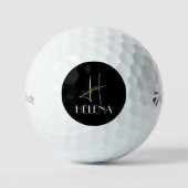 Girly boho waterverf initiaal H zwart Golfballen (Voorkant)