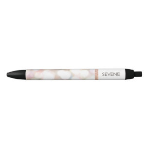 Girly Bokeh Roos Gold Sequin Gepersonaliseerde naa Zwarte Inkt Pen