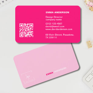 Girly Bold PINK QR Code Professionele Zakelijke lo Visitekaartje