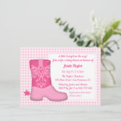 Girly Boot Western Theme Baby Shower Uitnodigingen (Staand voorkant)