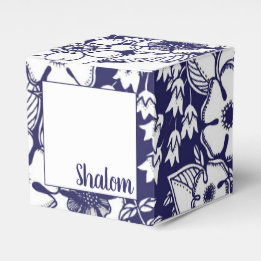Girly Botanical Shalom Blue White Garden Drawing Bedankdoosjes