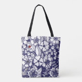 Girly Botanical Shalom Blue White Garden Drawing Draagtas (Achterkant)