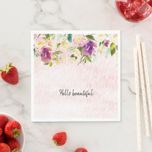 Girly Bourgogne Roze Waterverf Bloemen Dierenprint Servet