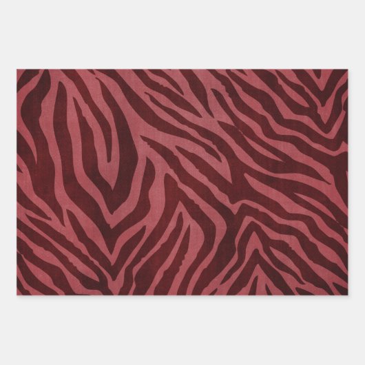 Girly Bourgondië Roze Rood Zebra Print Inpakpapier Vel (Voorkant 3)