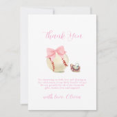 Girly Bow Pacifier Baseball Sport Baby Shower Bedankkaart (Voorkant)