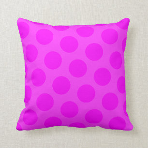 Girly Bright Magenta Polka Dot Kussen