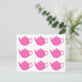 Girly Bright Pink Teapots Briefkaarten (Staand voorkant)