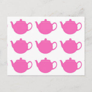 Girly Bright Pink Teapots Briefkaarten
