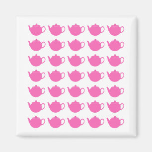 Girly Bright Pink Teapots Magneet
