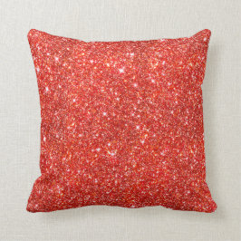 Girly Bright Red Faux Glitter Pattern Kussen