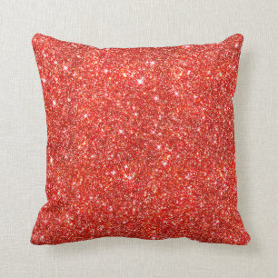 Girly Bright Red Faux Glitter Pattern Kussen