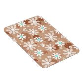 Girly Brown Daisy Flower Pattern Cute Aqua Stippen Magneet (Rechterzijde)