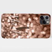Girly Brown Glittery Monogram iPhone Hoesje (Achterkant horizontaal)
