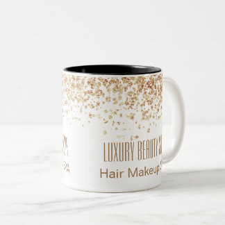 Girly Brownish Glittery Luxury Beauty Salon Tweekleurige Koffiemok