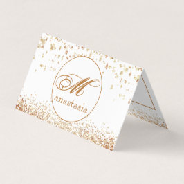 Girly Brownish Glittery Luxury Monogram Salon Visitekaartjes