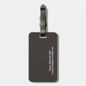 Girly Bruin en Blauw Patroon Doodle Monogram Bagagelabel (Achterkant verticaal)