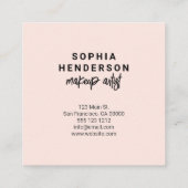 Girly Brush Kalligrafie Minimalistische Blush Roze Vierkante Visitekaartje (Achterkant)