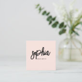 Girly Brush Kalligrafie Minimalistische Blush Roze Vierkante Visitekaartje (Staand voorkant)
