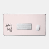 Girly Brush Script Monogram Roze Bureaumat (Keyboard & Muis)