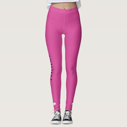 Girly Butterfly Doodle - Naam - Simple Solid Pink Leggings (Voorkant)