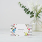 Girly Butterfly Floral en Stripes Event Planner Visitekaartje (Staand voorkant)