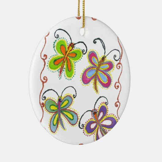 Girly Butterfly Keramisch Ornament (Rechts)