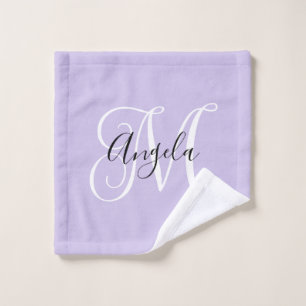 Girly Calligraphy Monogram Bleek Lavender Washandje