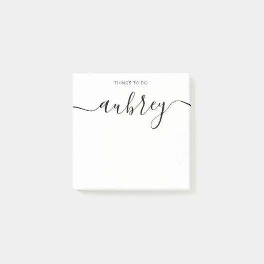 Girly Calligraphy Monogram Minimalistisch Wit Post-it® Notes (Voorkant)