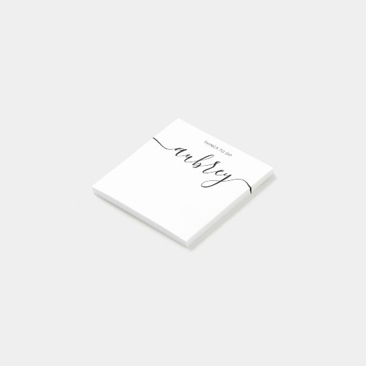 Girly Calligraphy Monogram Minimalistisch Wit Post-it® Notes (Schuin)