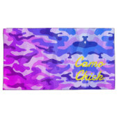 Girly Camouflage Pinks/Blues Monogram in Geel | Kussensloop (Voorkant-Rechts)