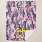 Girly Camouflage Pinks Monogram in Geel | Sherpa Deken (Voorkant)