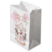 Girly Carousel Roze Eenhoorn Eerste Verjaardag Medium Cadeauzakje (Voorkant Gekanteld)