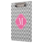 Girly Charcoal and Pink Chevron Stripes Custom Klembord (Links)