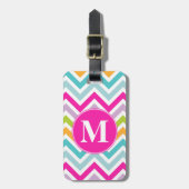 Girly Chevron Monogram Bagagelabel (Voorkant verticaal)