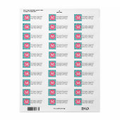 Girly Chevron Pattern met monogram - Roze Blauwgro Etiket (Full Sheet)