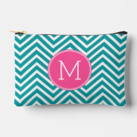 Girly Chevron Pattern met monogram - Roze Blauwgro