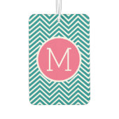 Girly Chevron Pattern met monogram - Roze Blauwgro Luchtverfrisser (Achterkant)