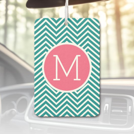 Girly Chevron Pattern met monogram - Roze Blauwgro Luchtverfrisser